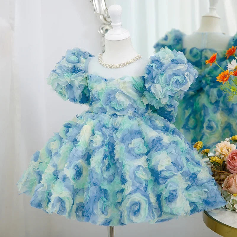 Children Evening Dresses for Girls 3 12 14 Years Kids Birthday Party Luxury 2023 Fluffy Ball Gown Wedding Prom Formal Lace Dress
