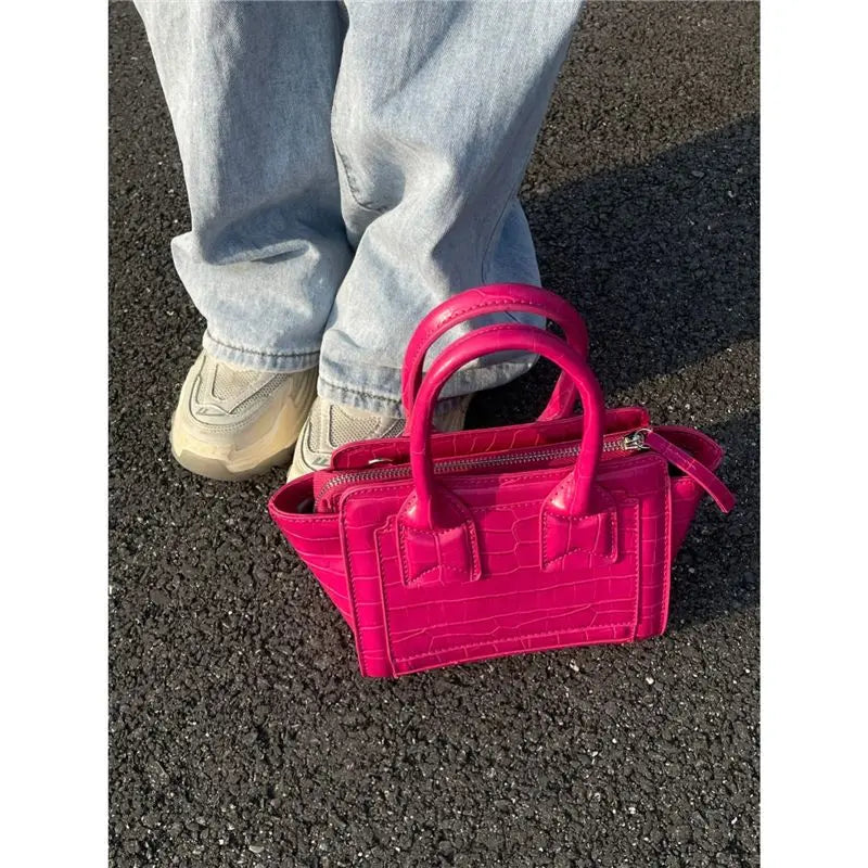 JIAERDI Crocodile Pattern Bucket Bag Women 2023 Harajuku Handle Casual Crossbody Bags Female Vintage Pink Y2k Hand Bag Aesthetic