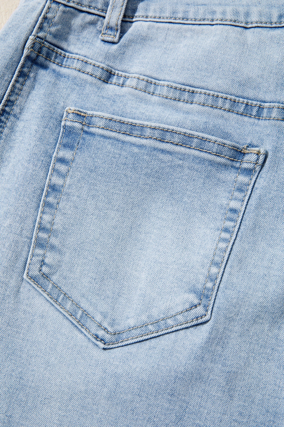 Sail Blue Raw Hem Turnup Loose Ankle-length Jeans