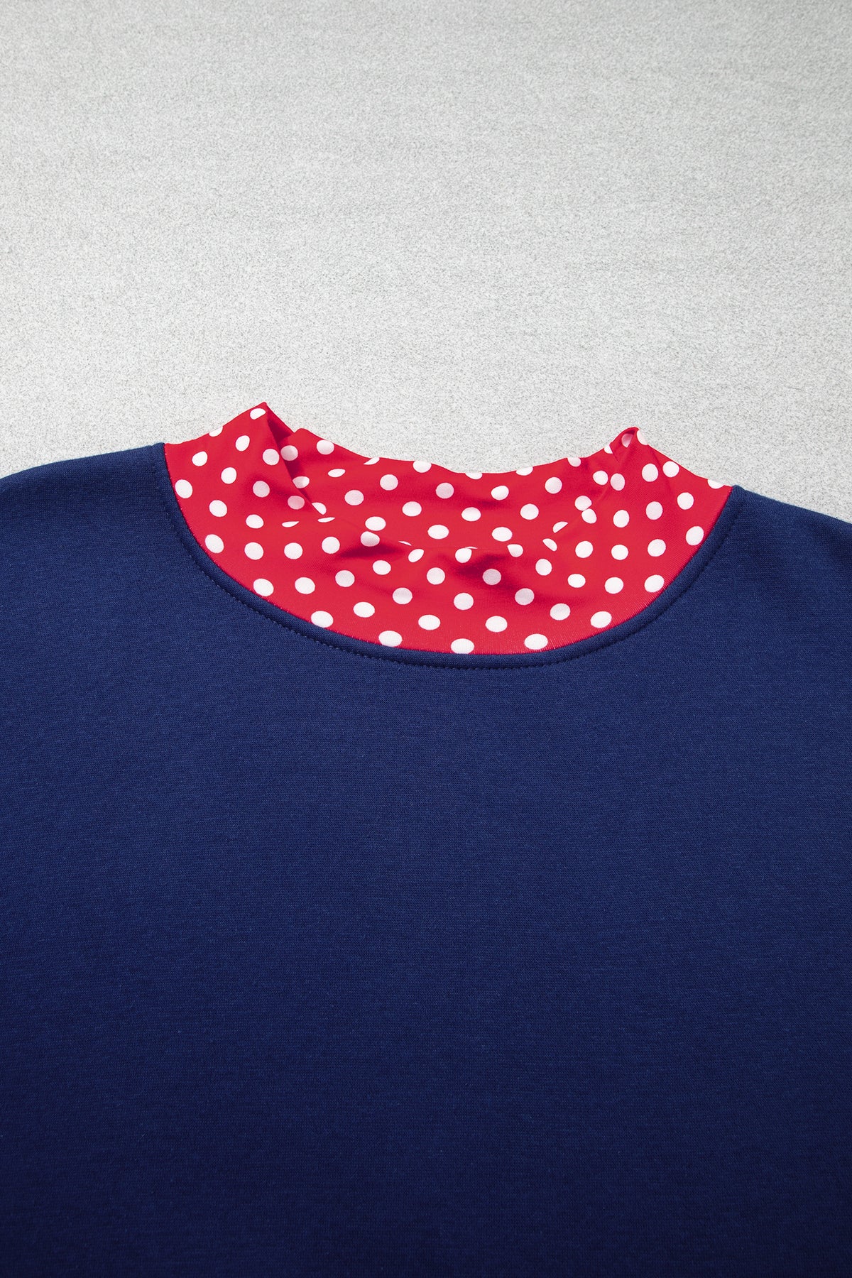 Dirty blue Polka Dot Patchwork Round Neck Plus Size Sweatshirt