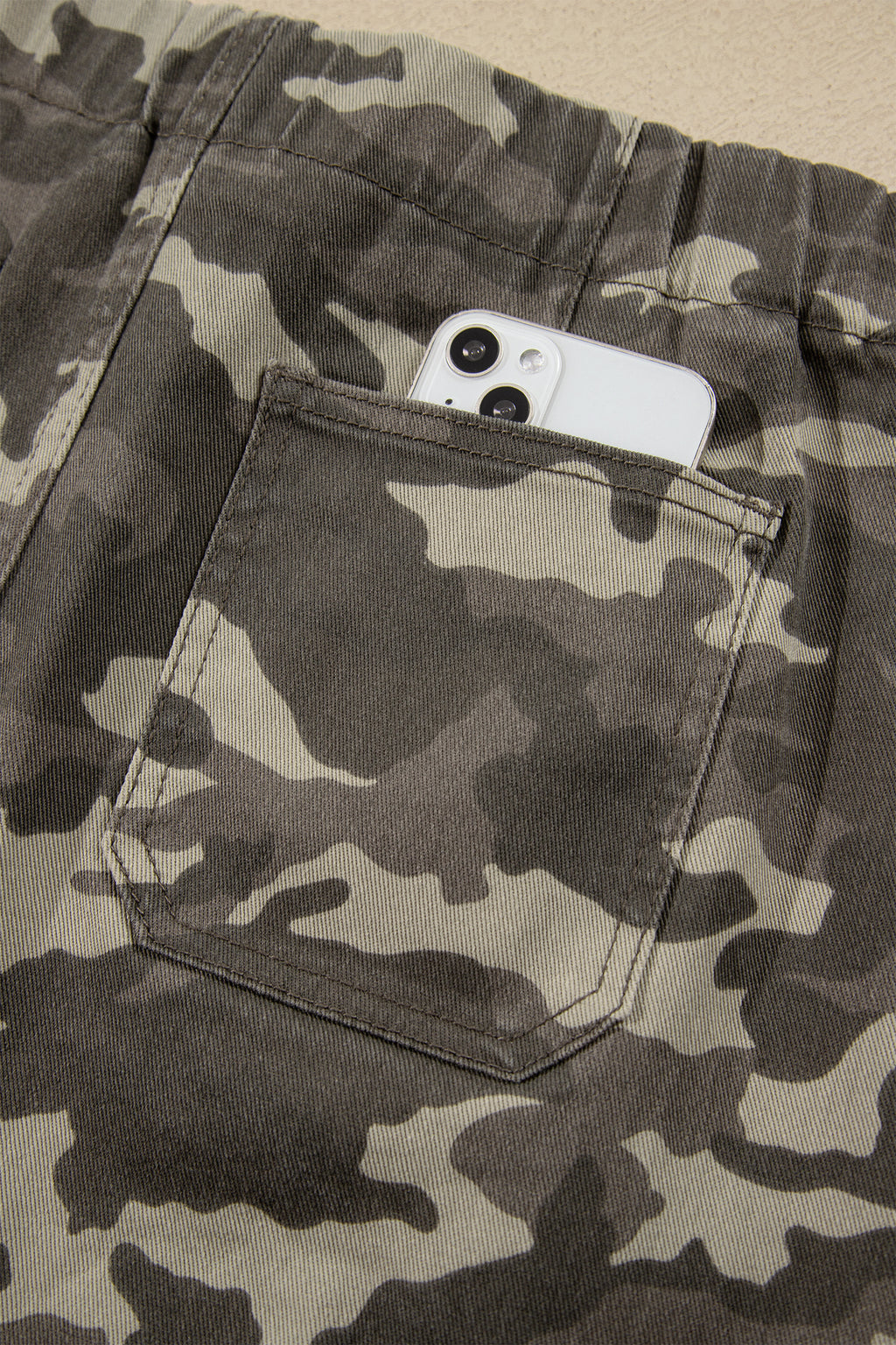 Leopard Printed Drawstring Pocketed Barrel Jeans