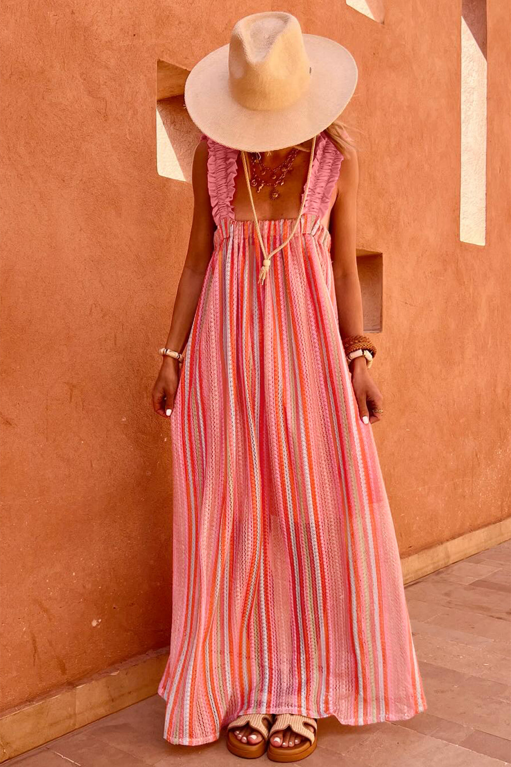 Pink Stripe Vacation Maxi Dress