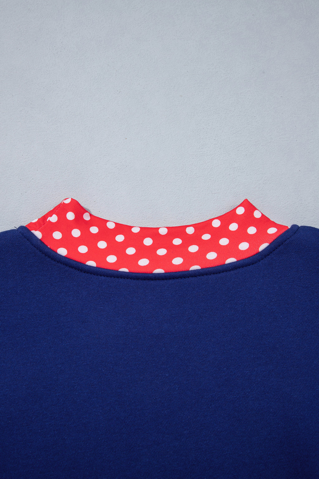 Fiery Red Polka Dot Letter Print Contrast Trim Mock Neck Sweatshirt