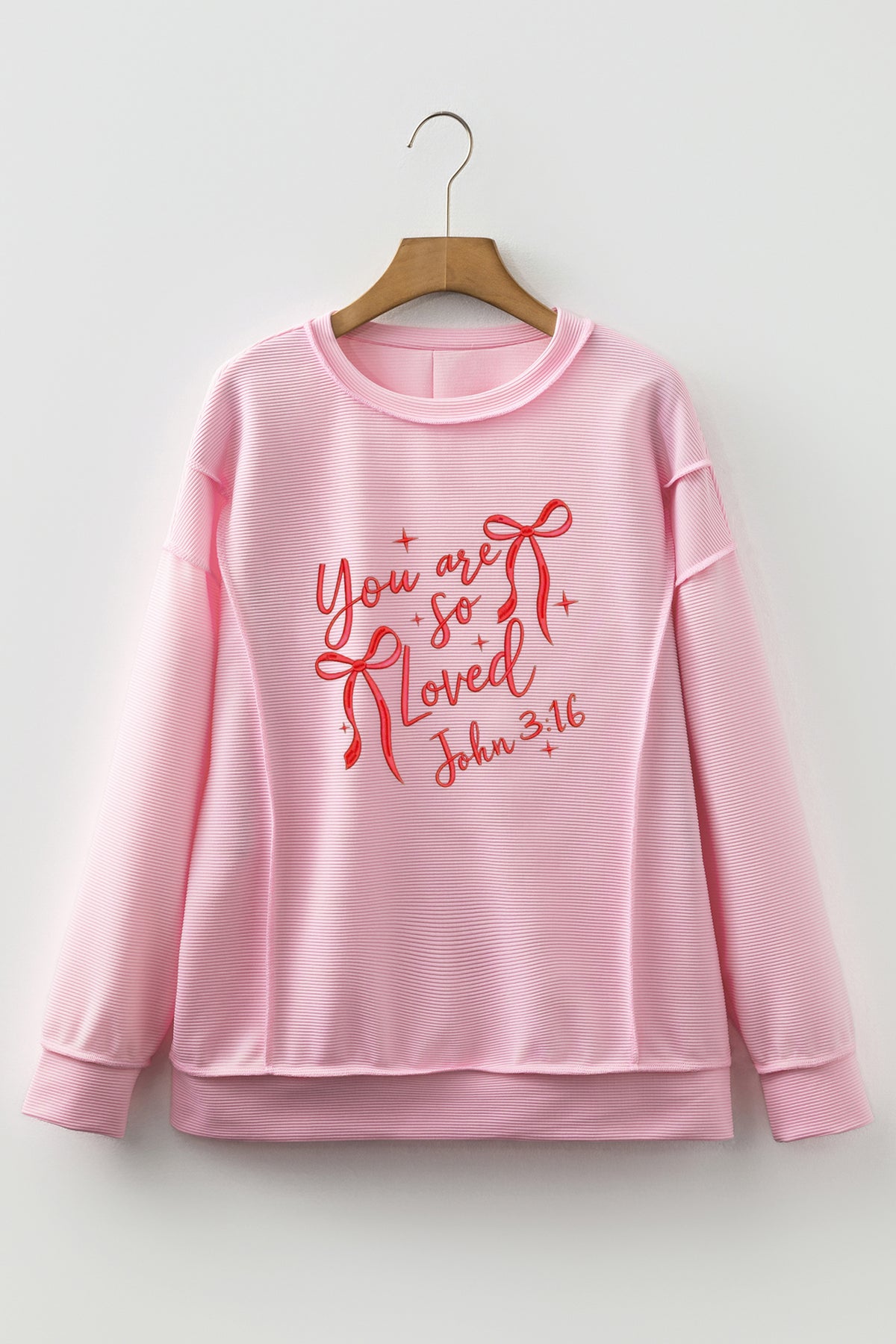 Pink you are so loved Valentines Day Embroidered Graphic Top