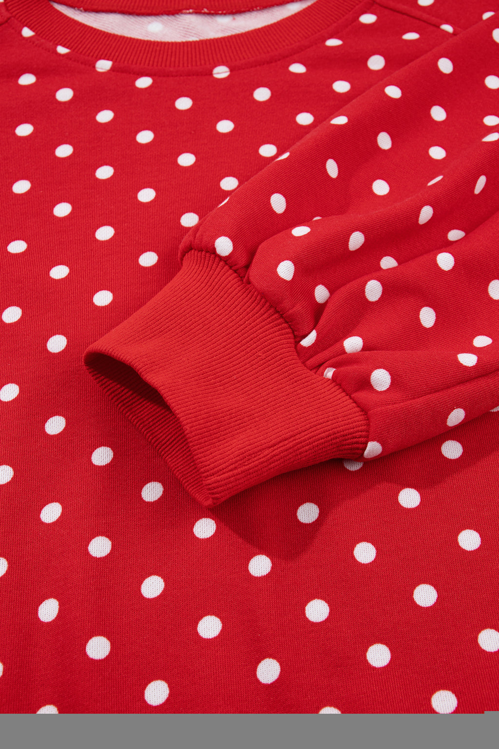 Red Polka Dot Drawstring Wide Leg Long Sleeve Top Pant Set