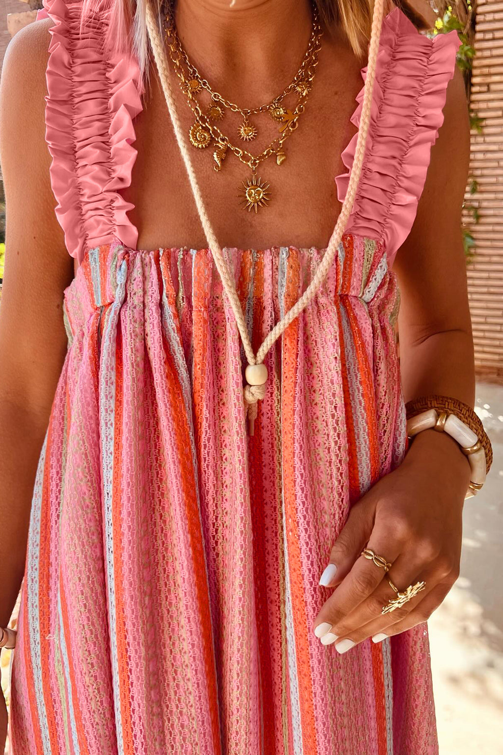 Pink Stripe Vacation Maxi Dress
