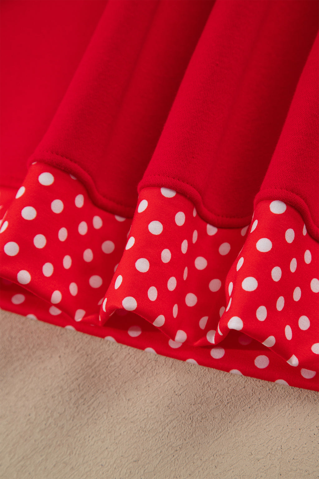 Fiery Red Polka Dot Letter Print Contrast Trim Mock Neck Sweatshirt