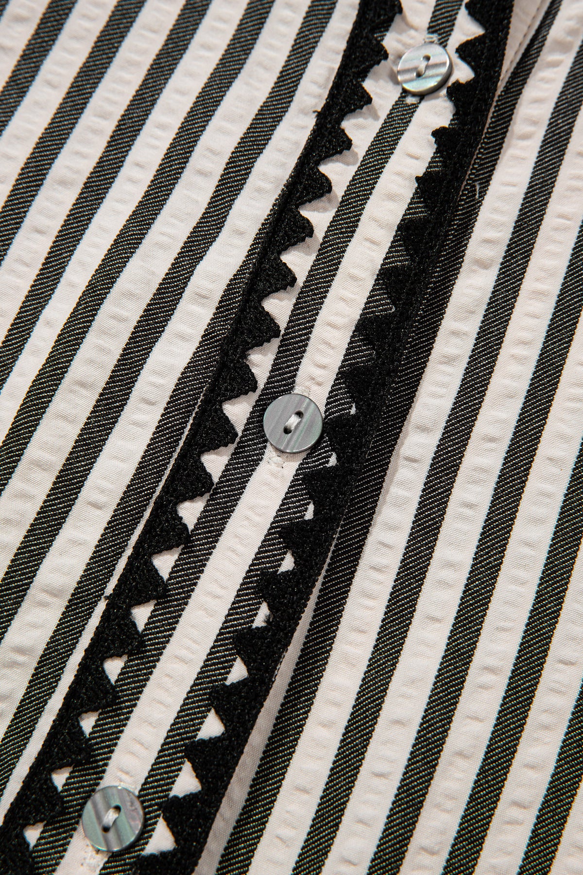 Black Stripe Scallop Trim Dress