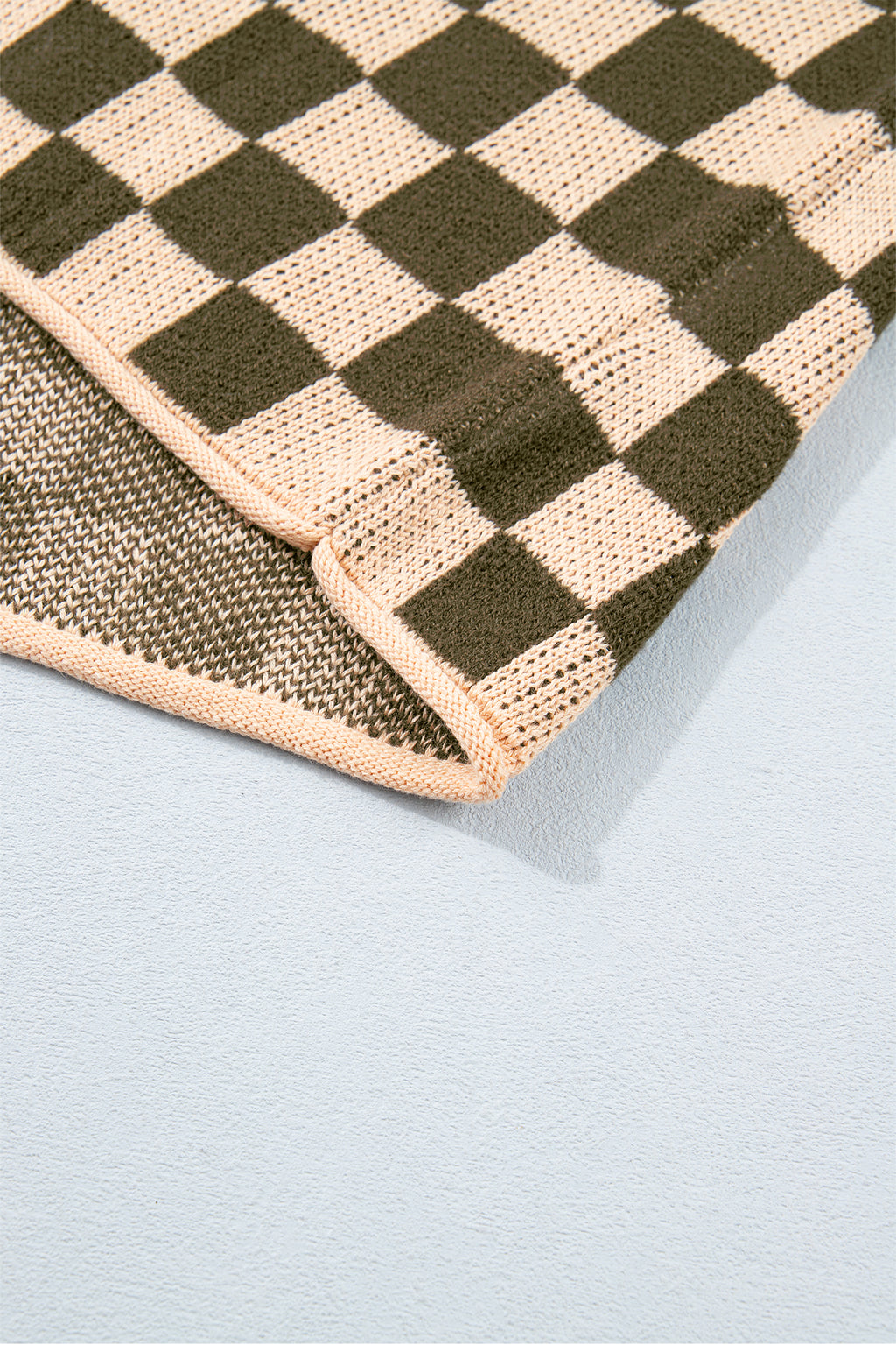 Multicolour Drop Shoulder Plaid Knit Long Sleeve Sweater