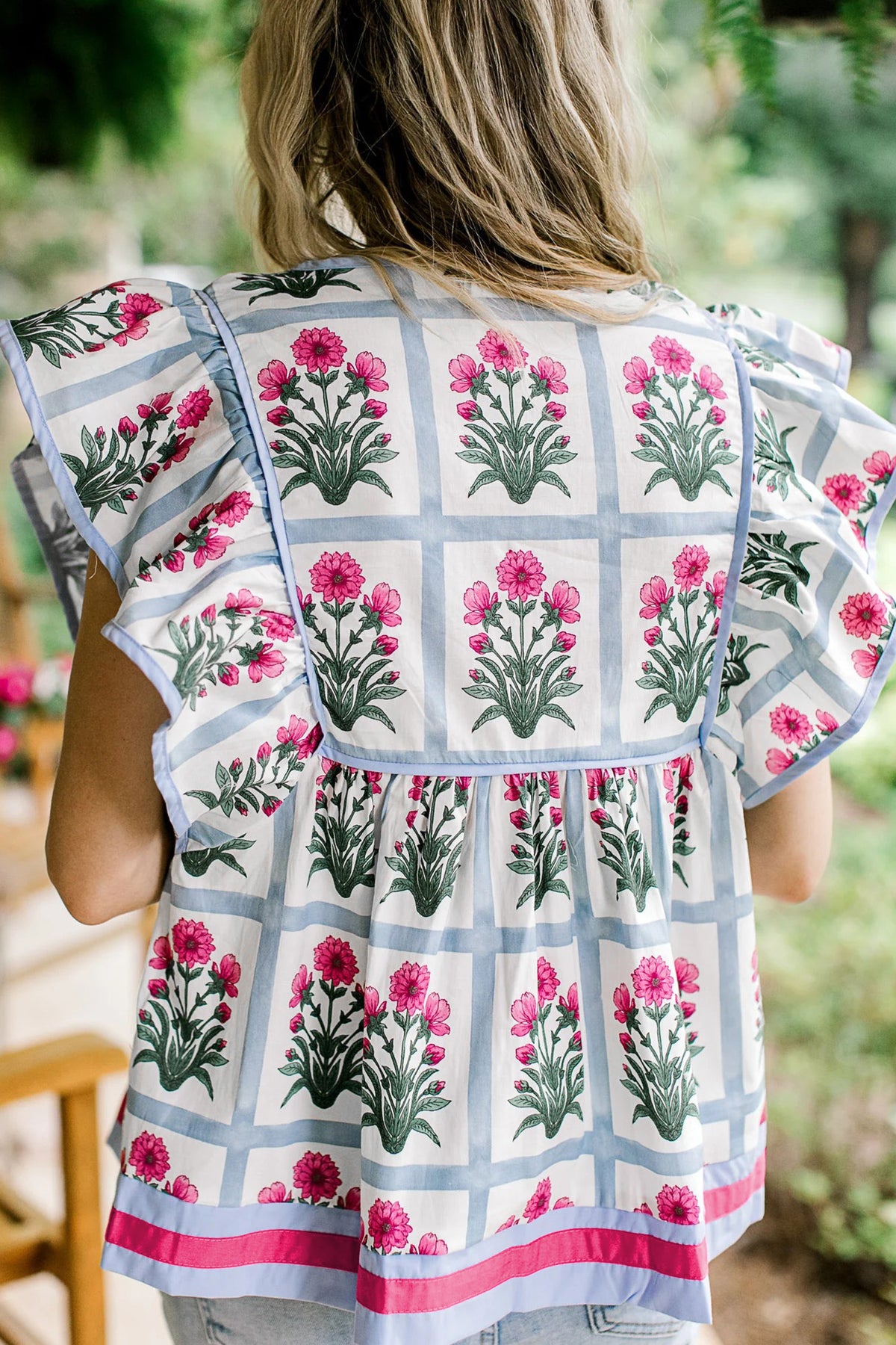 Pink Floral Flutter Top
