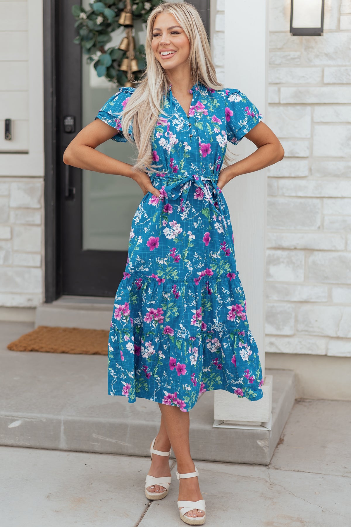Blue Floral Long Dress
