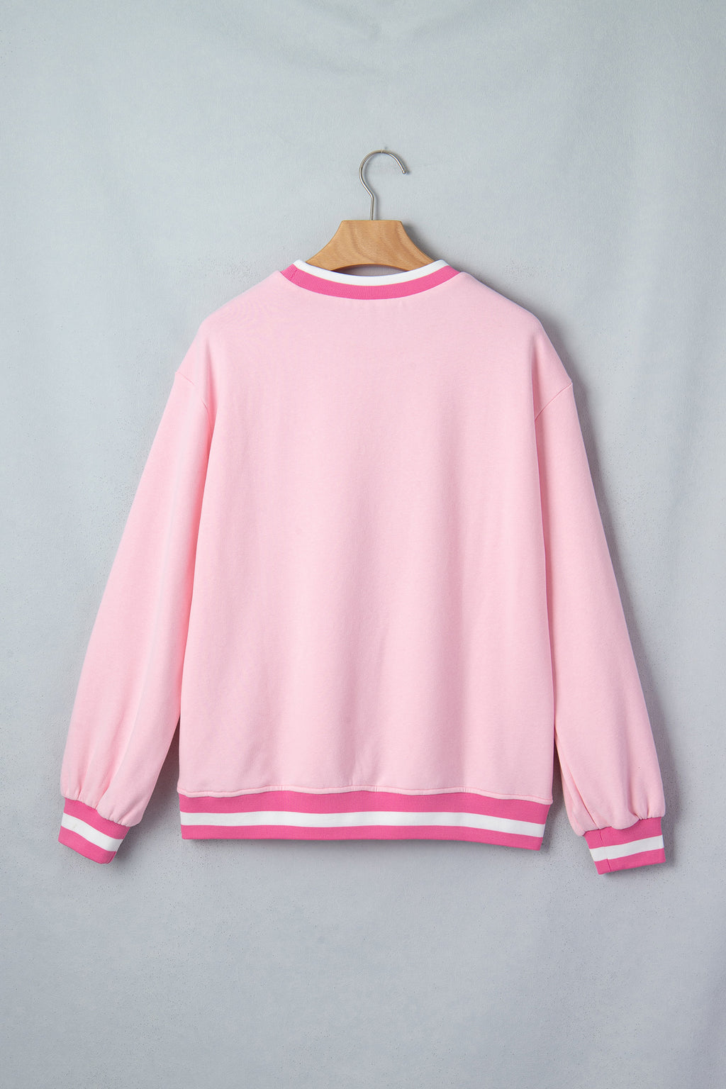 Pink Embroidered Tennis Pullover Sweatshirt