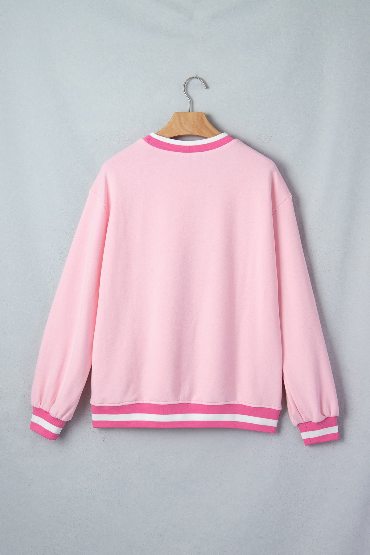 Pink Embroidered Tennis Pullover Sweatshirt