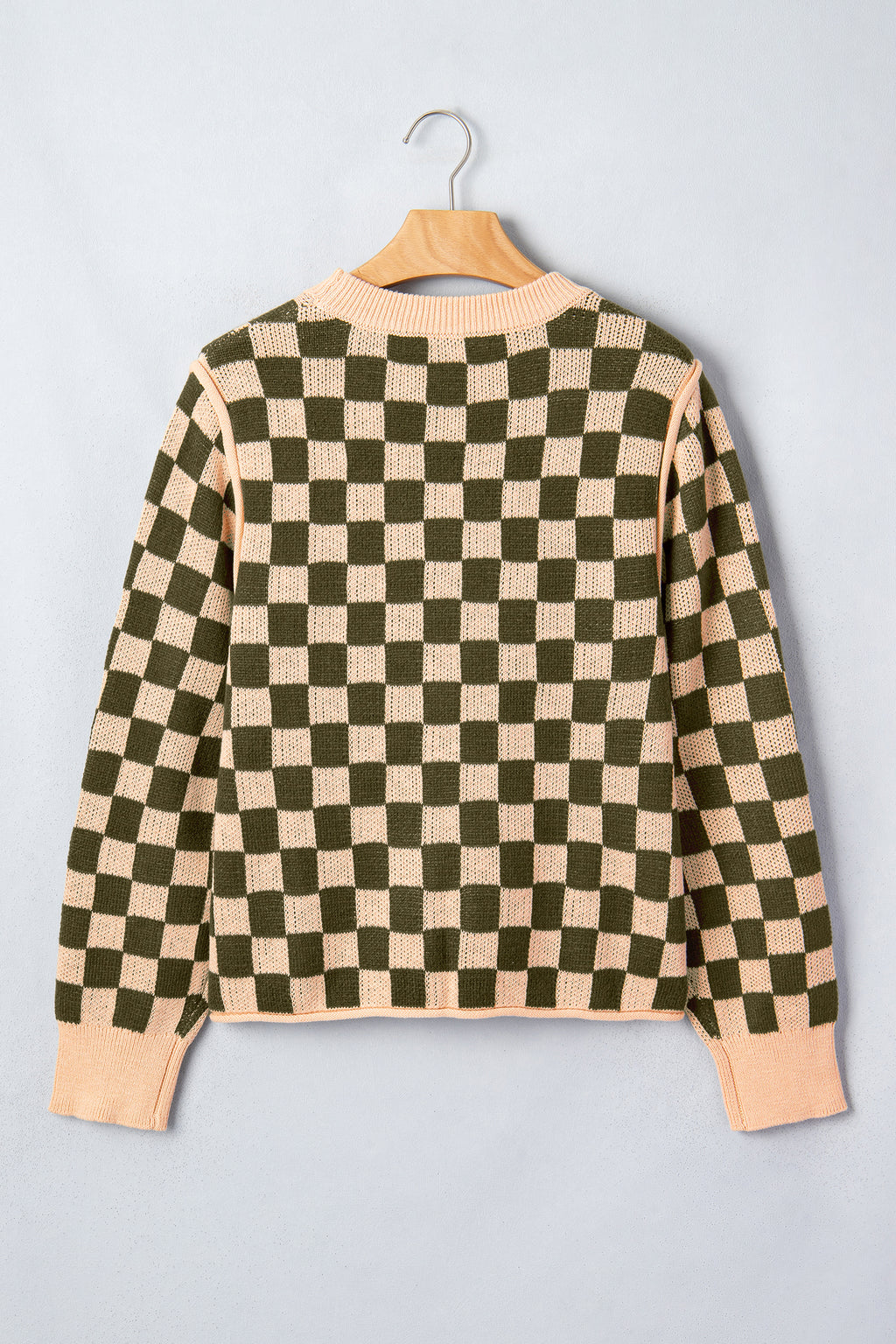 Multicolour Drop Shoulder Plaid Knit Long Sleeve Sweater