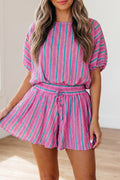 Pink Stripe Dolman Short Set