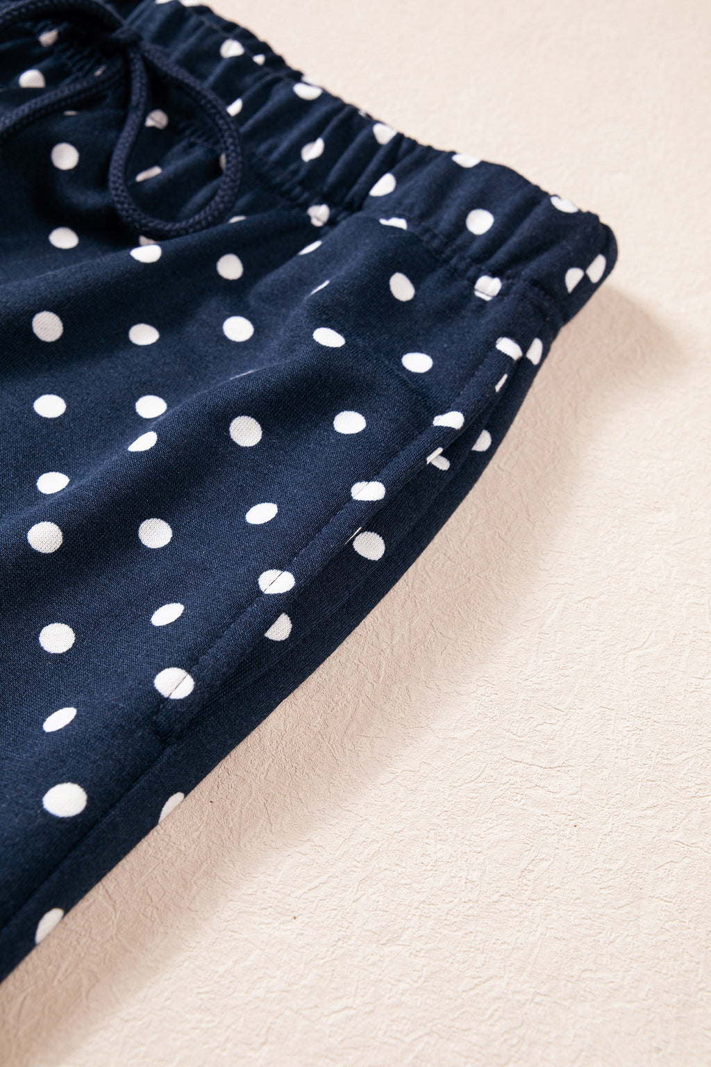 Red Polka Dot Drawstring Wide Leg Long Sleeve Top Pant Set