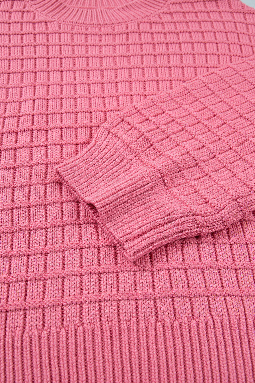 Peach Blossom Drop Shoulder Long Sleeve Knit Regular Fit Sweater