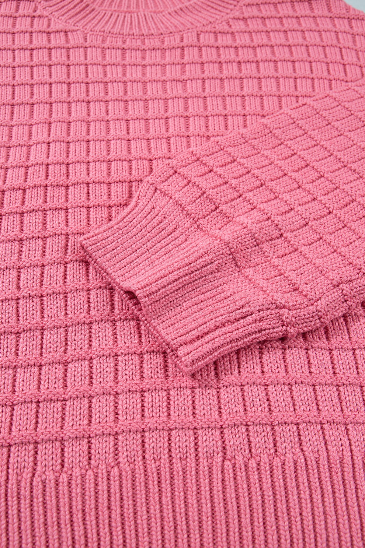 Peach Blossom Drop Shoulder Long Sleeve Knit Regular Fit Sweater