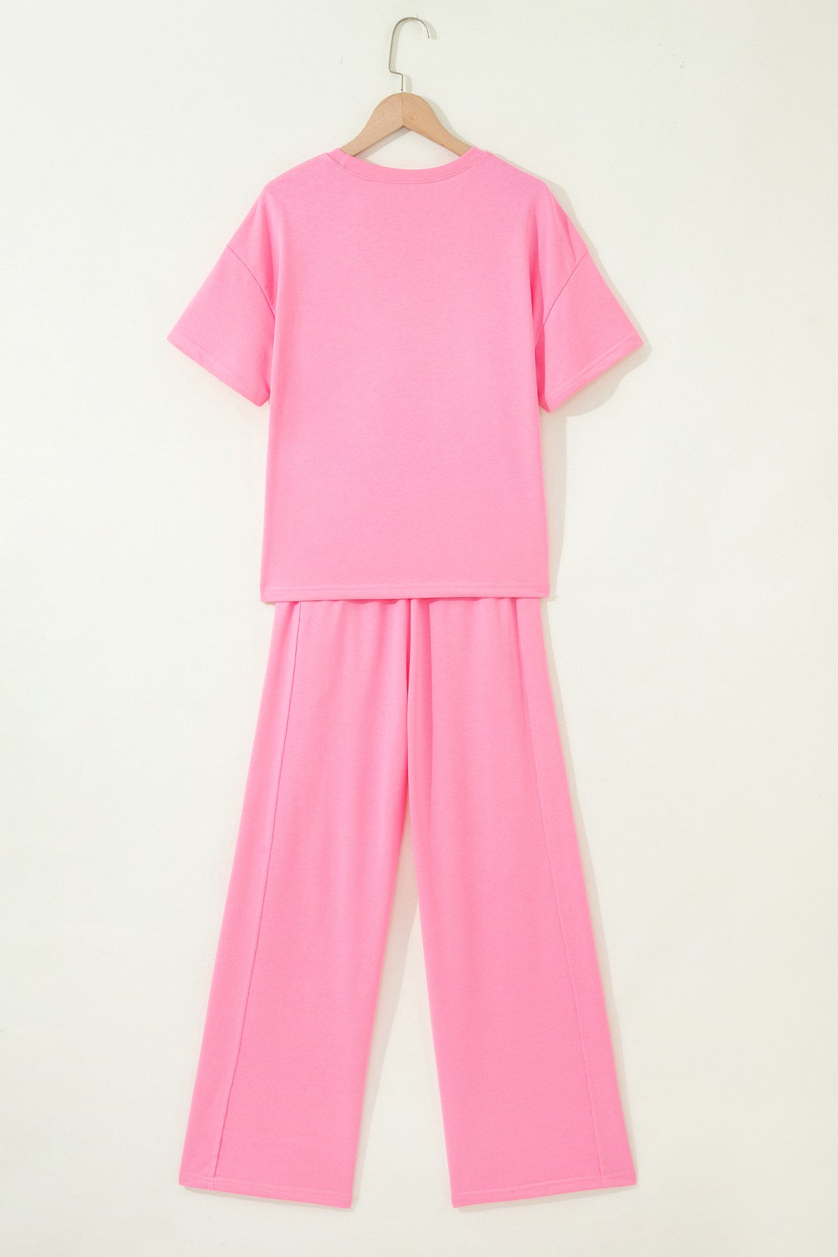 Sachet Pink Solid Pocketed Casual Pants 2pc Set