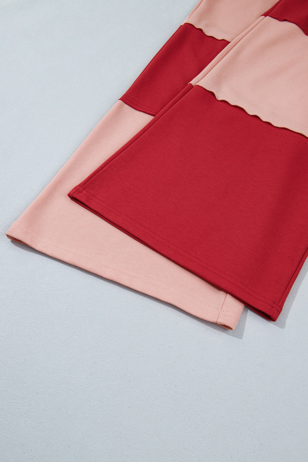 Russet Orange Raw Seam Colorblock Wide Leg Ankle Length Casual Pants