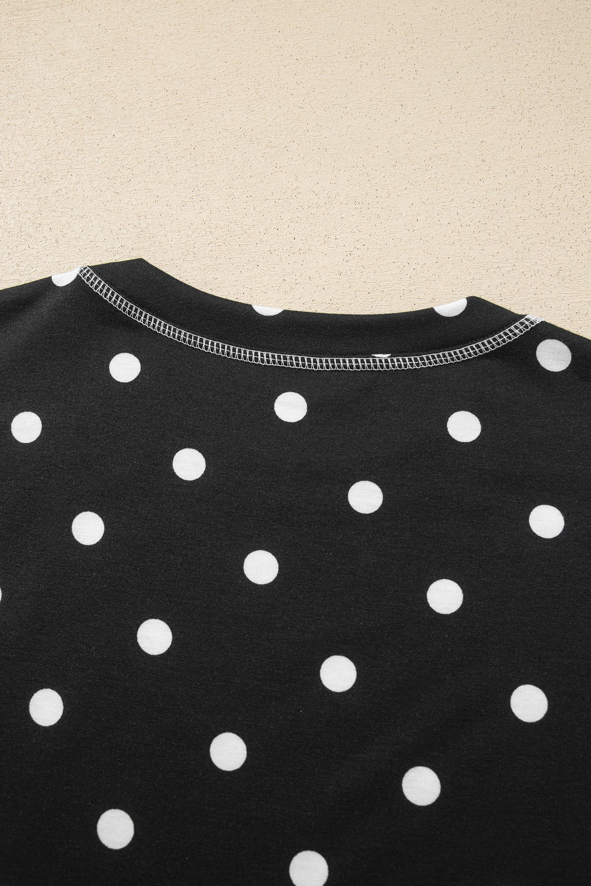Black Polka Dot Half Sleeve Loose Top Elastic Waist Casual Pants Set