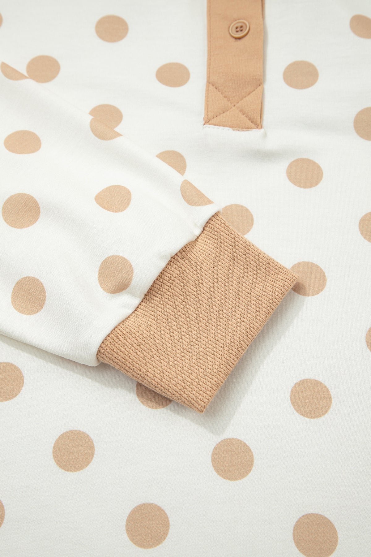 Pink Polka Dot Drop Shoulder Polo Loose Pullover Patch Pocket Casual Shorts Set