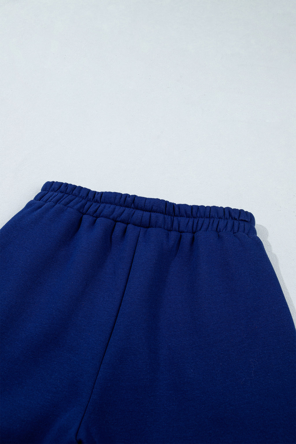 Navy Blue Polka Dot Trim Baggy Pullover 2pcs Short Set