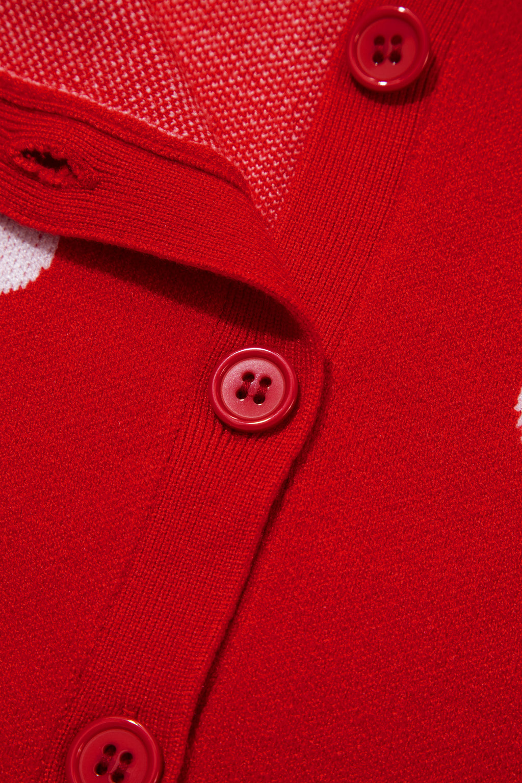 Fiery Red Casual Polka Dot Button Front Long Sleeve Sweater Cardigan