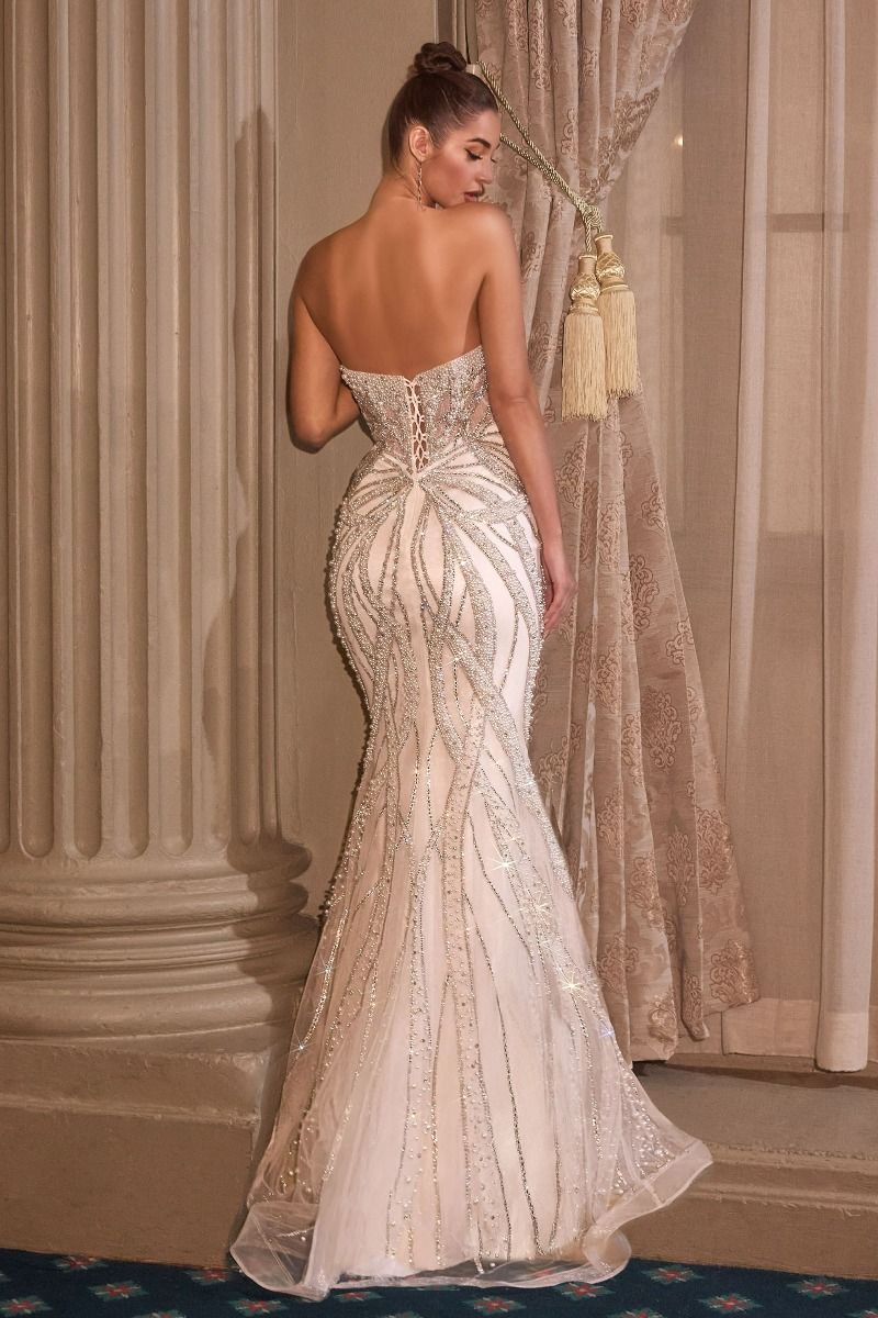 Strapless Intricate Beads Embellished Ceremonial Dress CDCC0688W