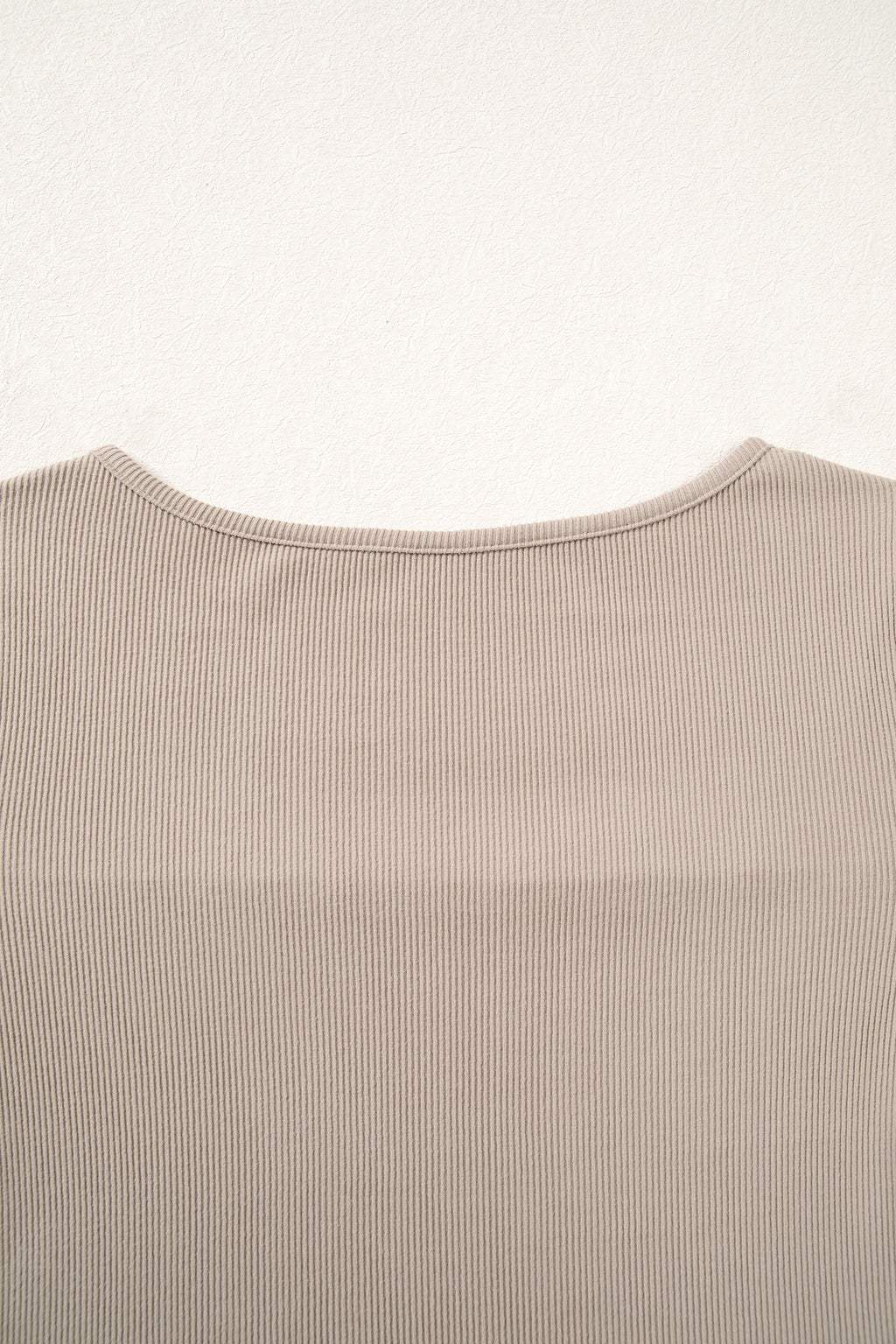 DUNE Solid Color Ribbed Lace Neck Long Sleeve Top