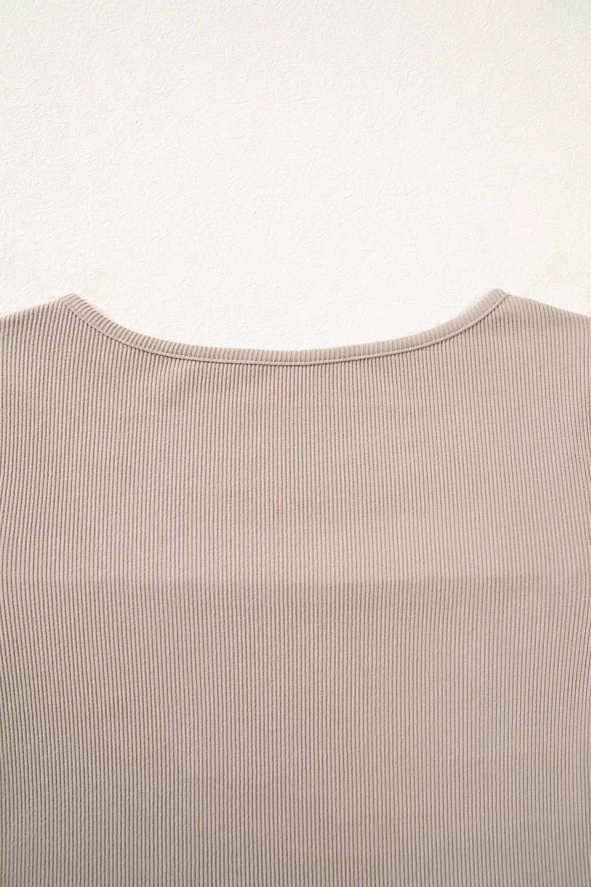 DUNE Solid Color Ribbed Lace Neck Long Sleeve Top