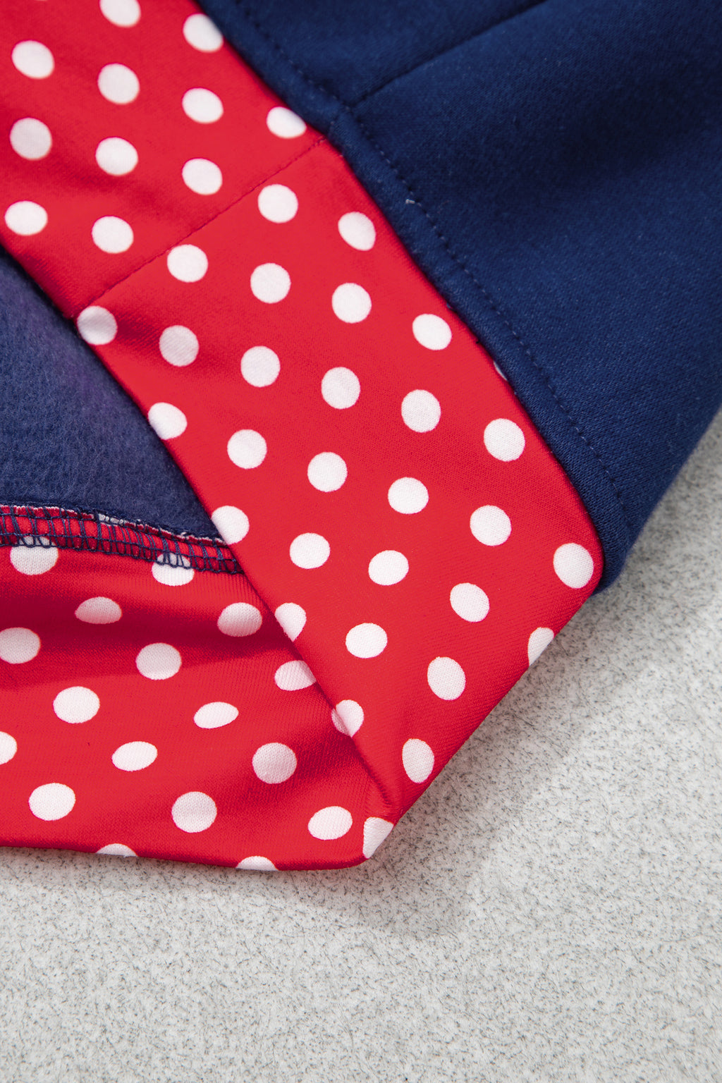 Dirty blue Polka Dot Patchwork Round Neck Plus Size Sweatshirt