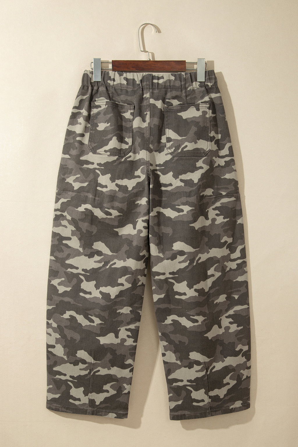 Leopard Printed Drawstring Pocketed Barrel Jeans
