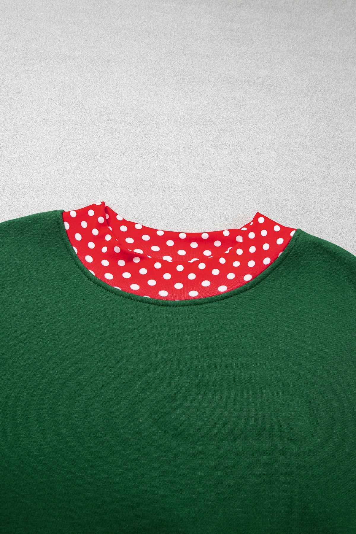 Dirty blue Polka Dot Patchwork Round Neck Plus Size Sweatshirt