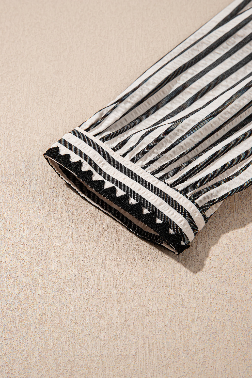 Black Stripe Scallop Trim Dress