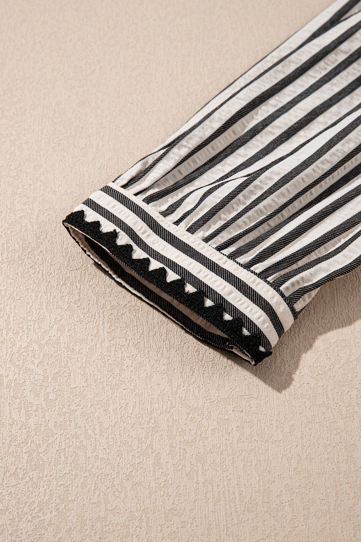 Black Stripe Scallop Trim Dress