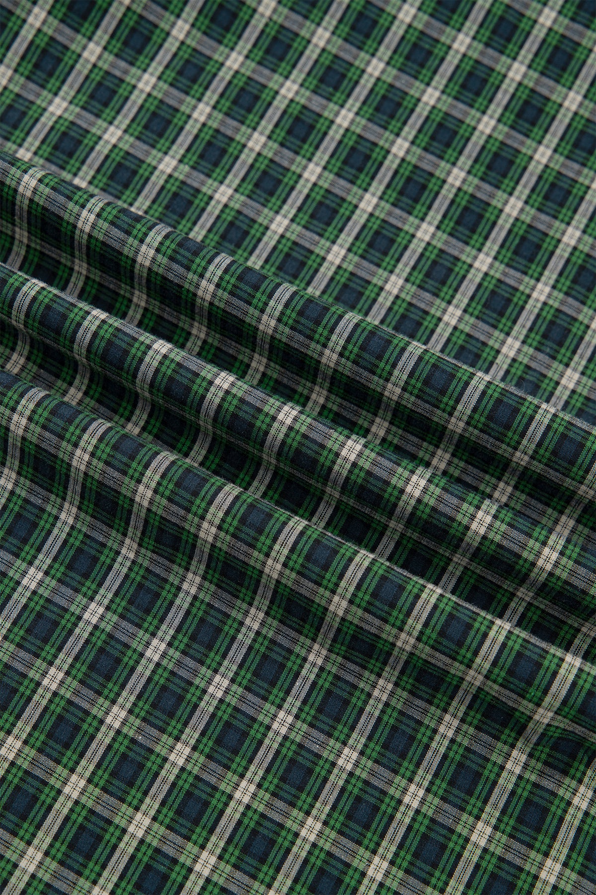 Green Plaid Square Neck Shirred High Waist Ruffle Hem Dress