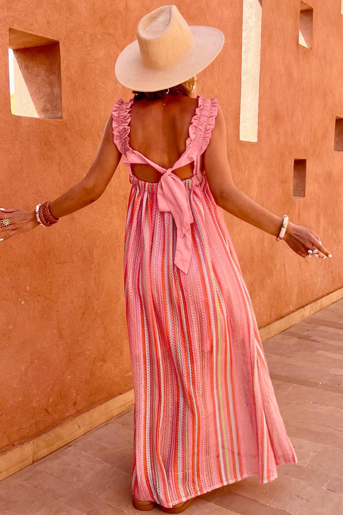 Pink Stripe Vacation Maxi Dress