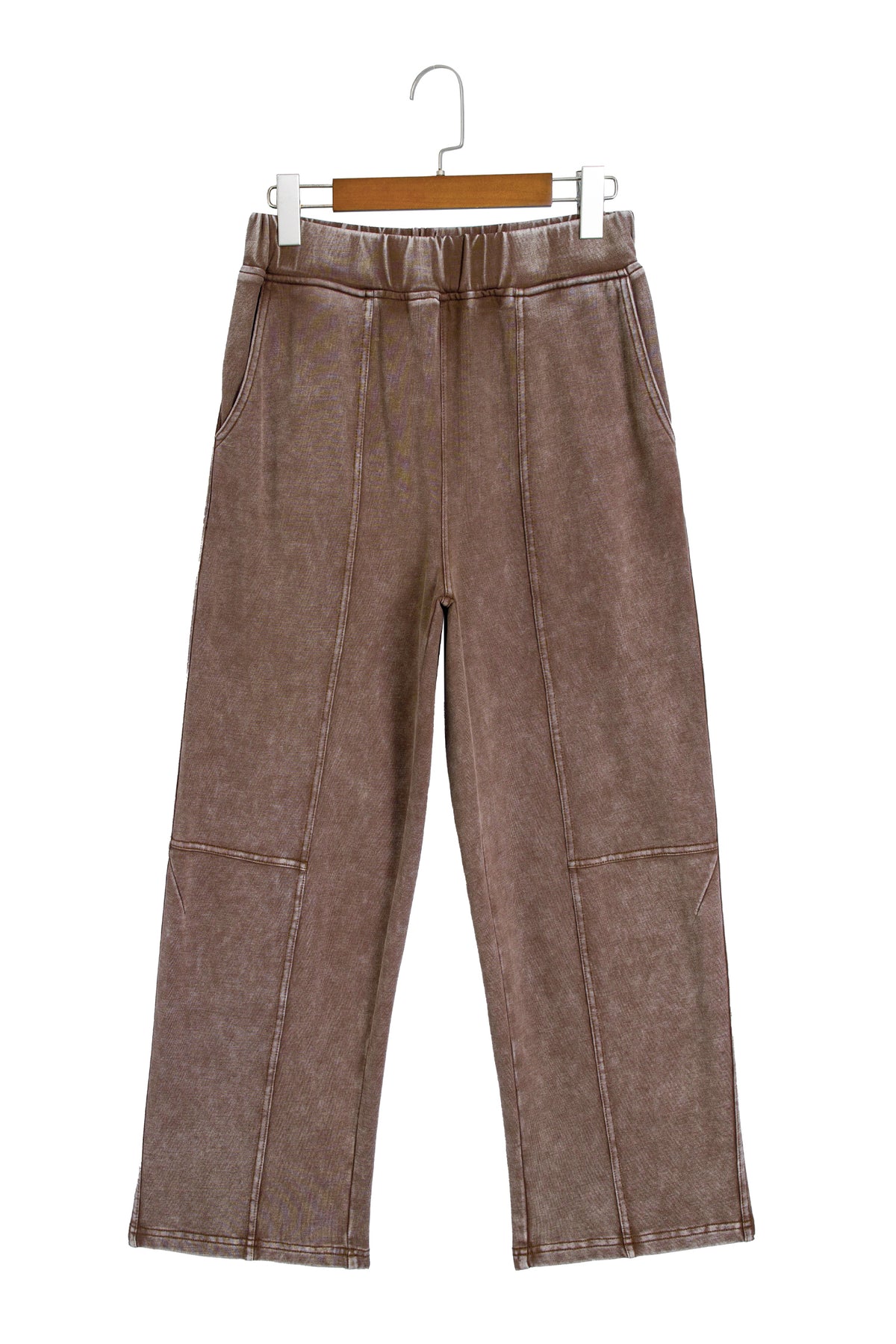 Carbon Grey Mineral Wash Seam Detail Elastic Waist Barrel Pants