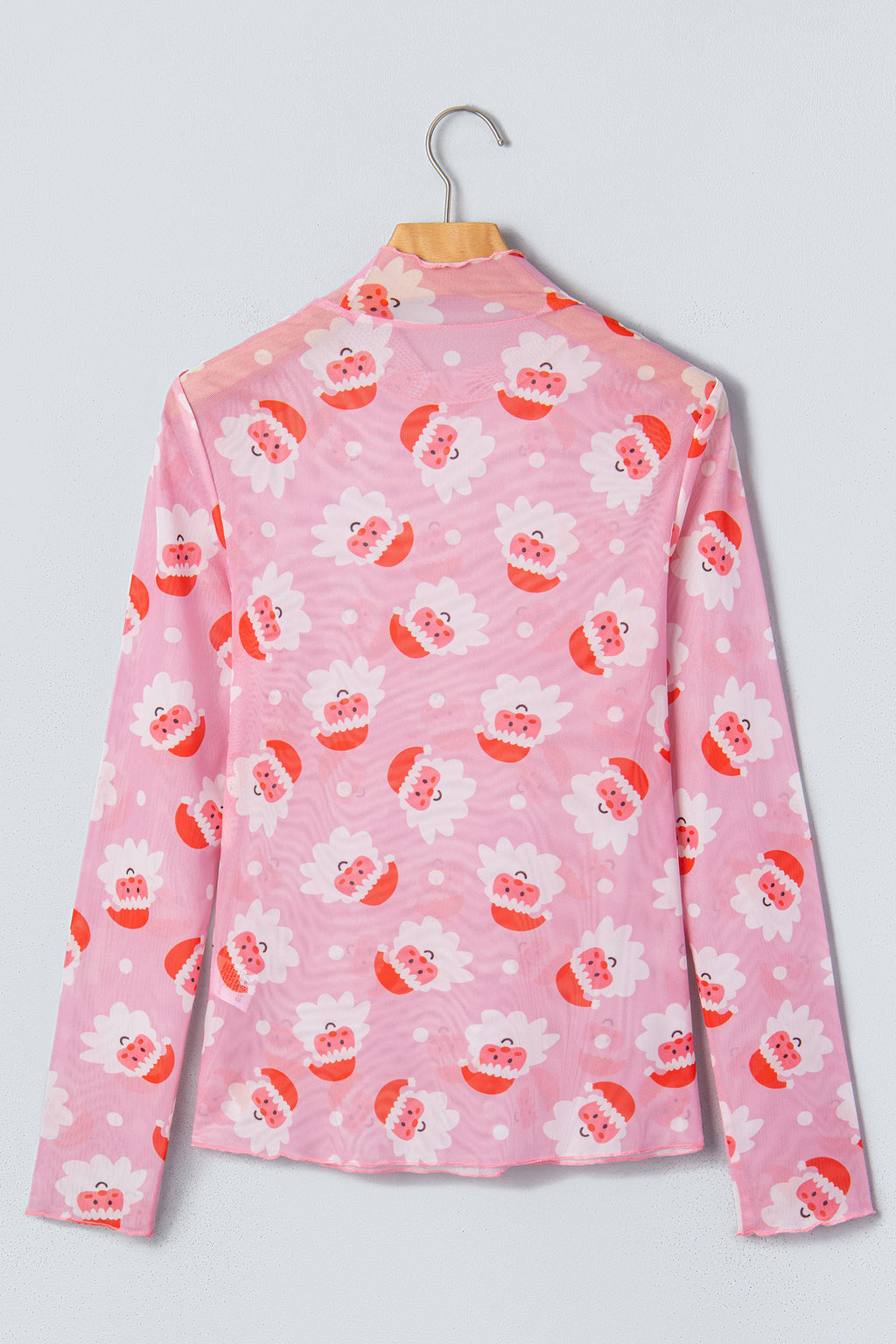 Santa Print Long Sleeve Top