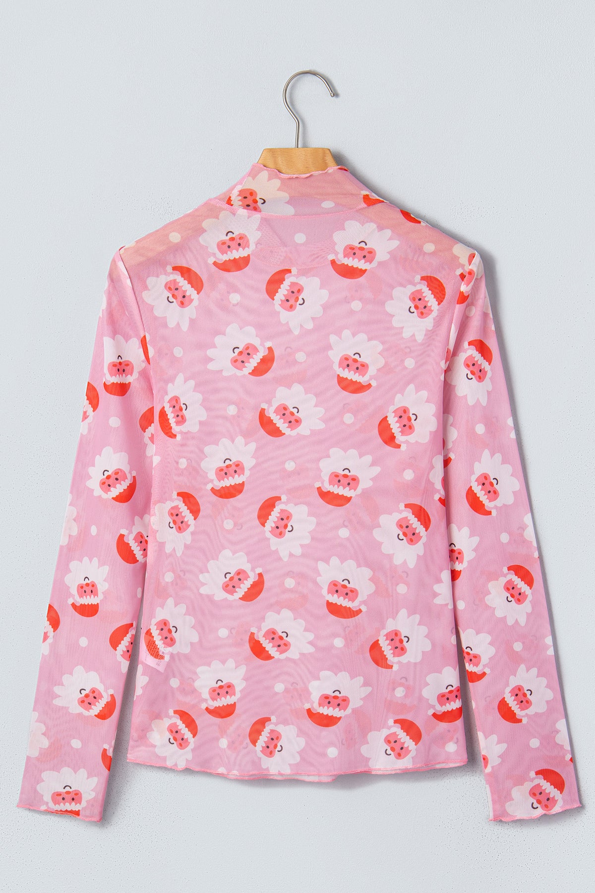 Santa Print Long Sleeve Top