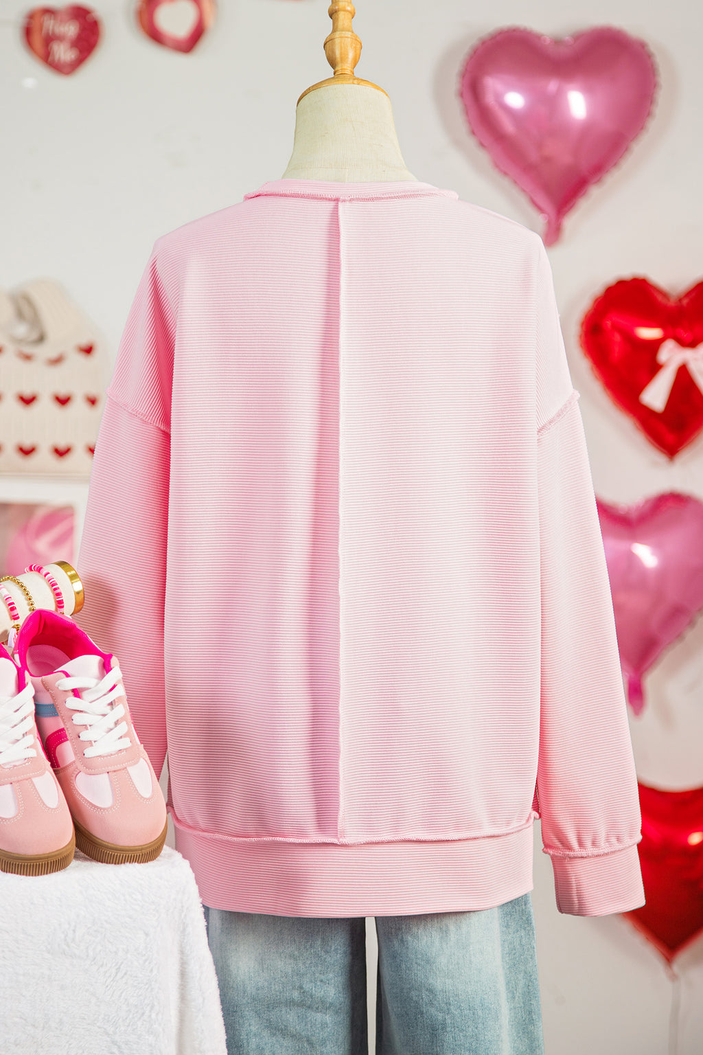 Pink you are so loved Valentines Day Embroidered Graphic Top