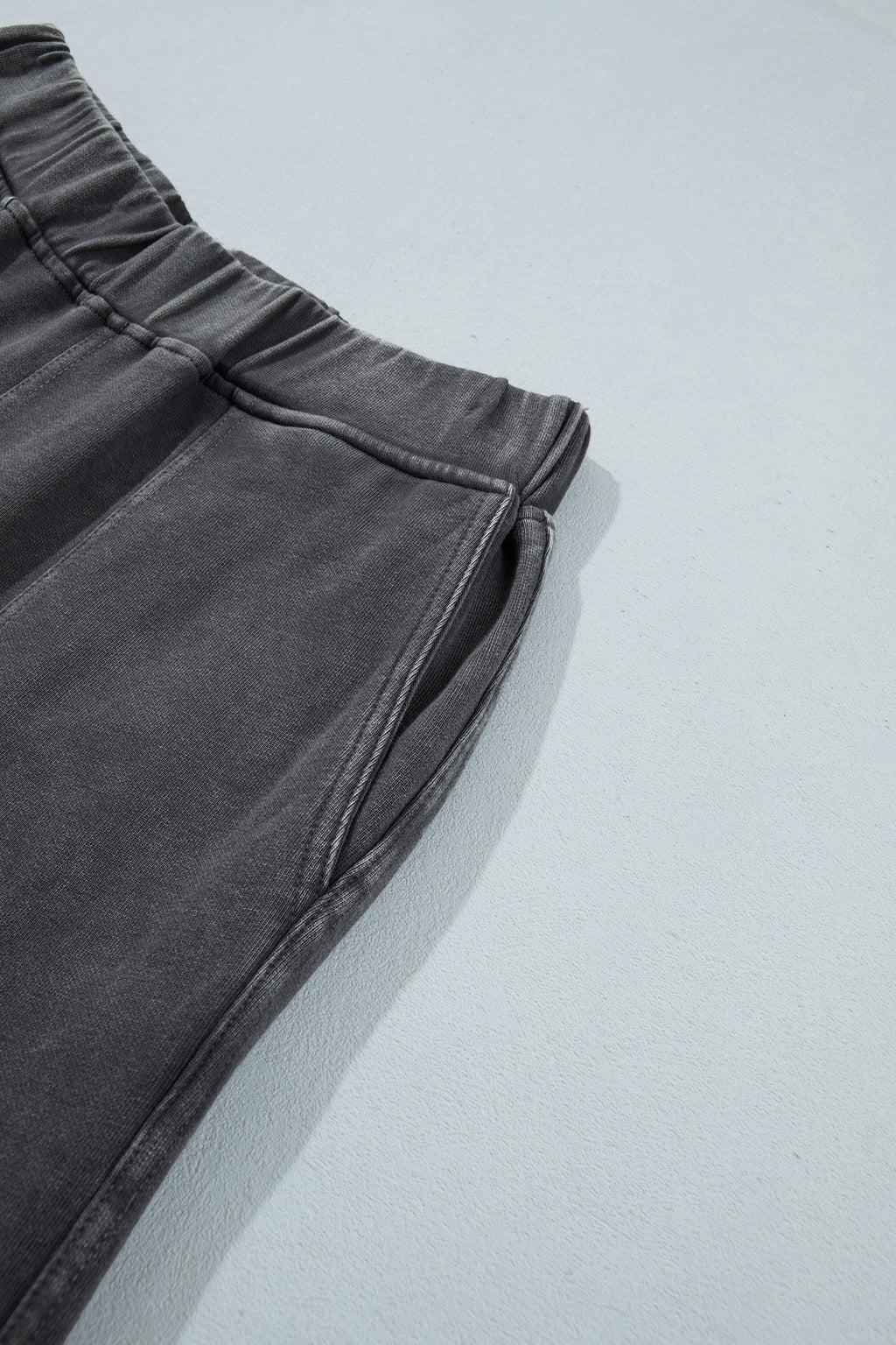 Carbon Grey Mineral Wash Seam Detail Elastic Waist Barrel Pants