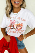 JUST A GIRL WHO Loves Fall Graphic Casual Tee
