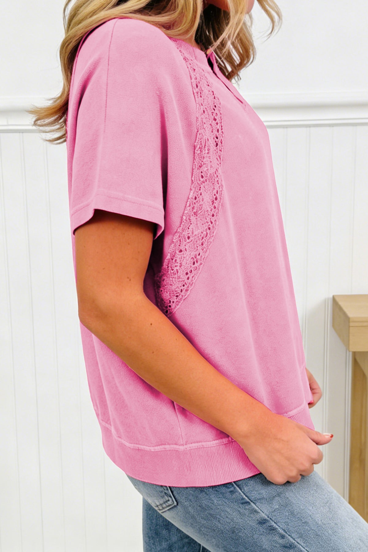Pink Raw Patchwork Tee