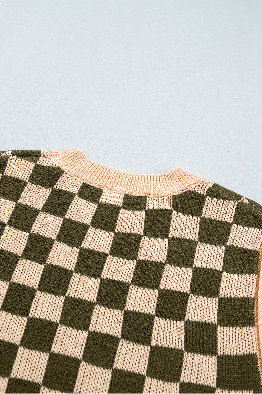 Multicolour Drop Shoulder Plaid Knit Long Sleeve Sweater
