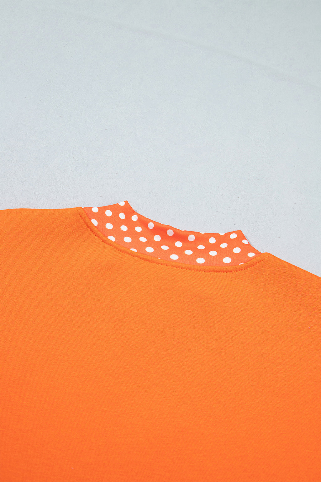 Sail Blue Polka Dot Letter Print Contrast Trim Mock Neck Sweatshirt