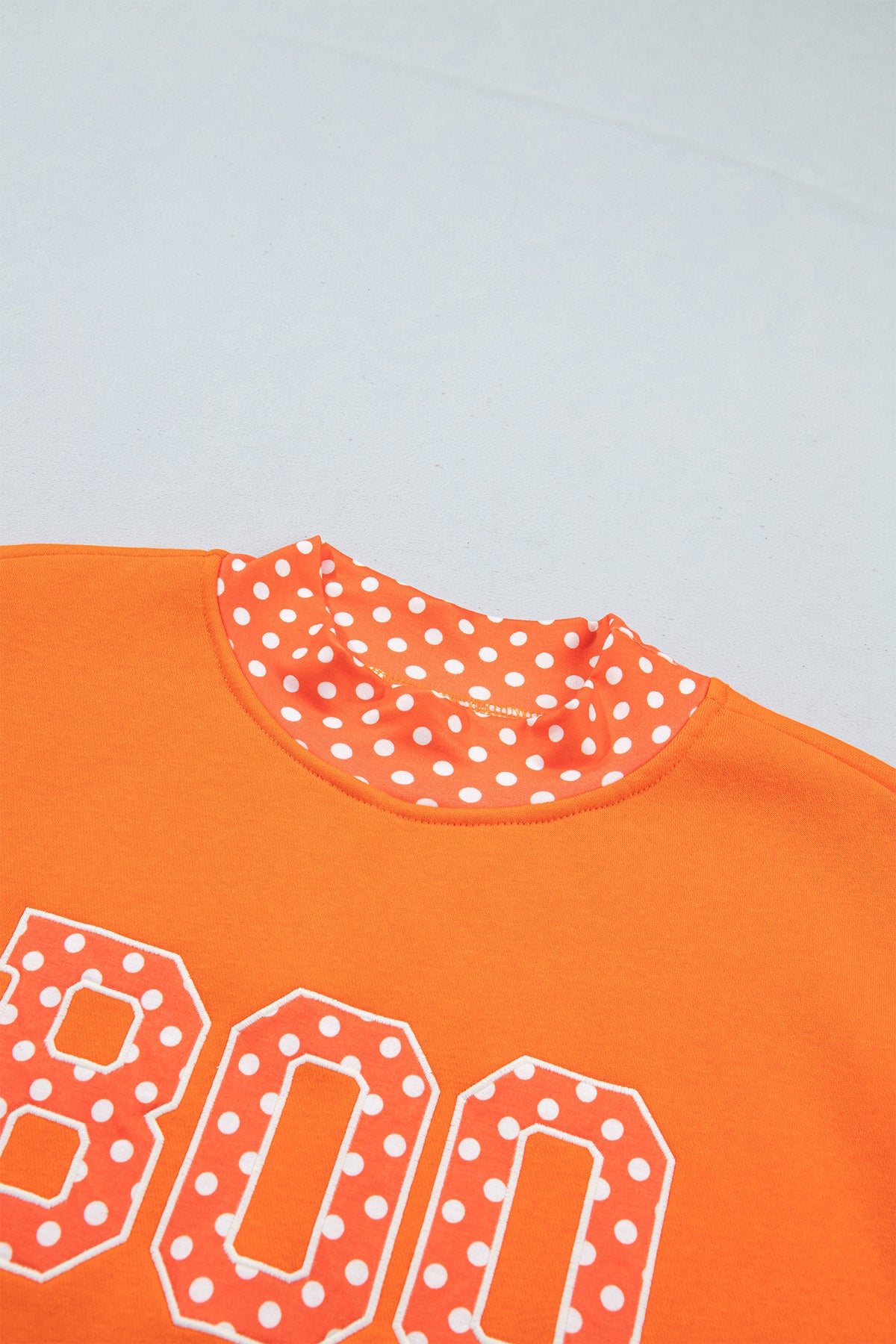 Sail Blue Polka Dot Letter Print Contrast Trim Mock Neck Sweatshirt