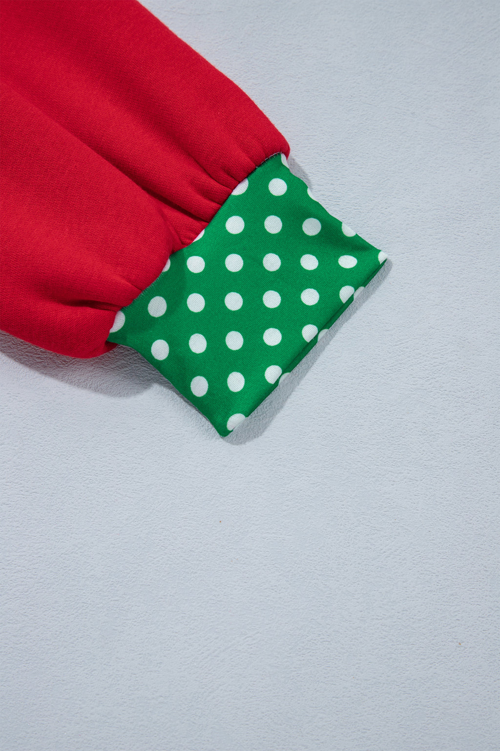 Fiery Red Polka Dot Letter Print Contrast Trim Mock Neck Sweatshirt