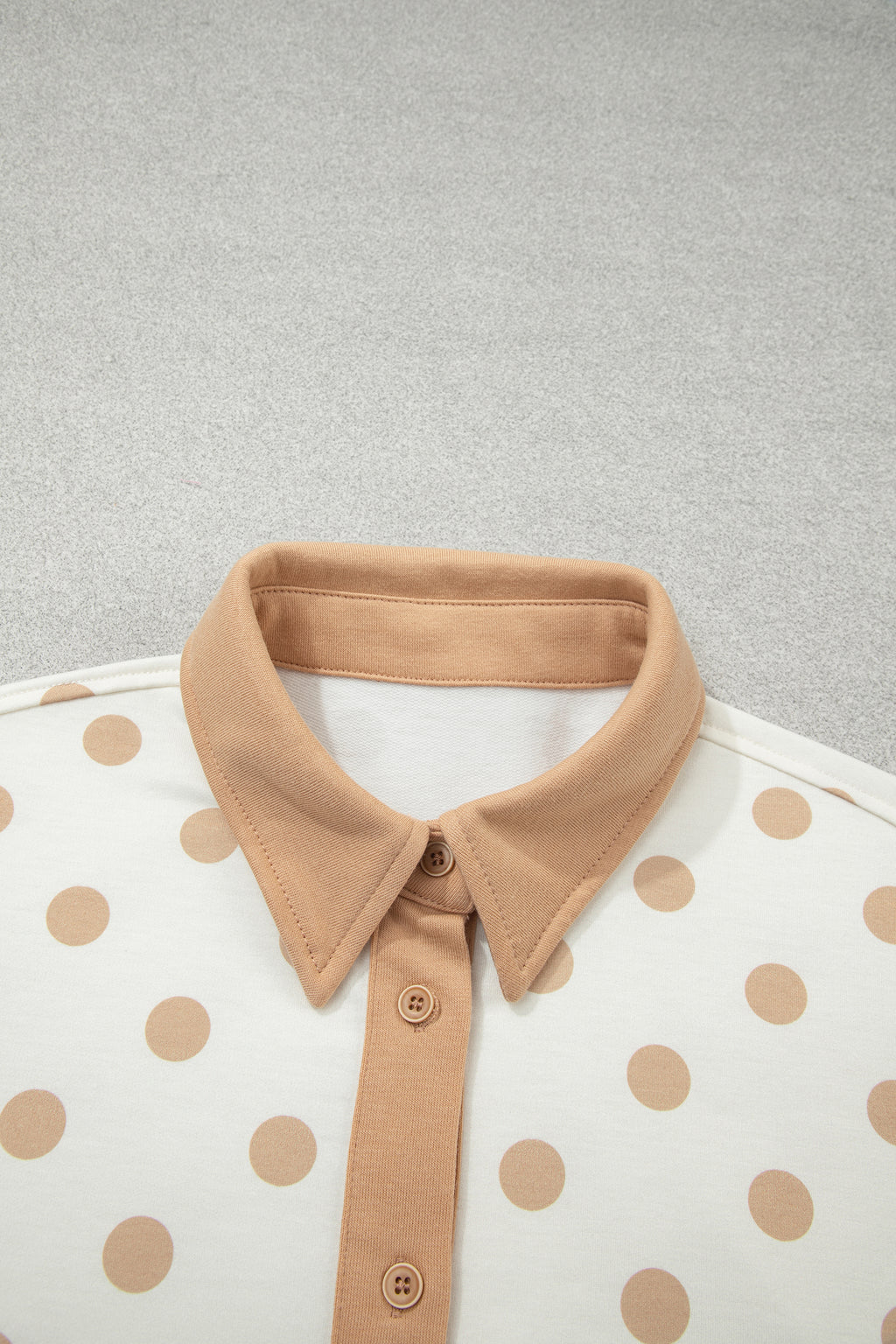 Pink Polka Dot Drop Shoulder Polo Loose Pullover Patch Pocket Casual Shorts Set